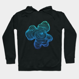 Blue Green Gradient Topography Contour Line Art Graphic Wood Pattern Hoodie